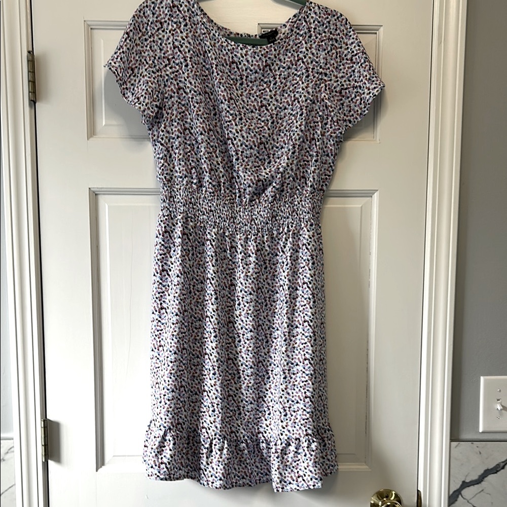 NWOT, Ann Taylor Factory colorful dot print Women's Dress, M, Flutter sleeves